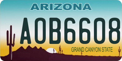 AZ license plate AOB6608