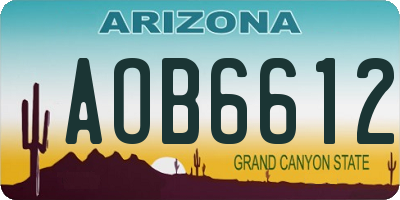 AZ license plate AOB6612