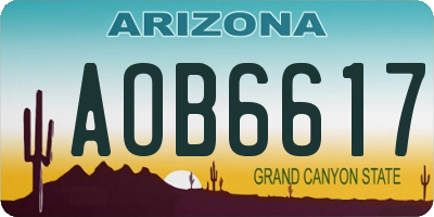 AZ license plate AOB6617