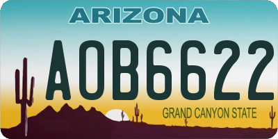 AZ license plate AOB6622