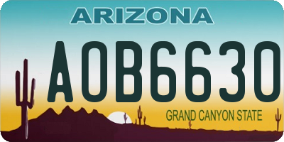 AZ license plate AOB6630