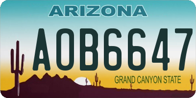 AZ license plate AOB6647