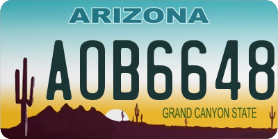 AZ license plate AOB6648