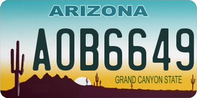 AZ license plate AOB6649