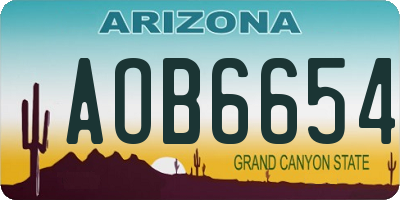 AZ license plate AOB6654