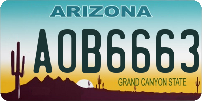 AZ license plate AOB6663