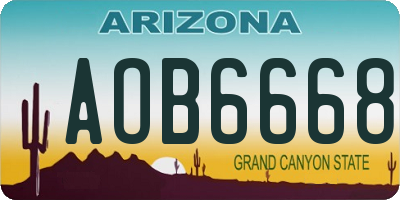 AZ license plate AOB6668