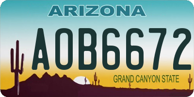 AZ license plate AOB6672