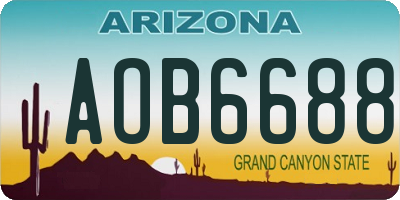 AZ license plate AOB6688