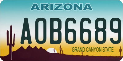 AZ license plate AOB6689