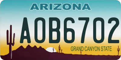 AZ license plate AOB6702