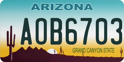 AZ license plate AOB6703