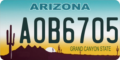 AZ license plate AOB6705