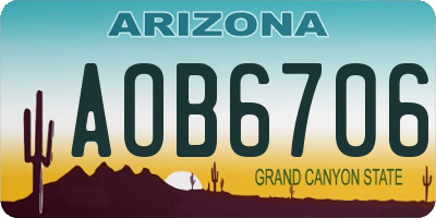 AZ license plate AOB6706