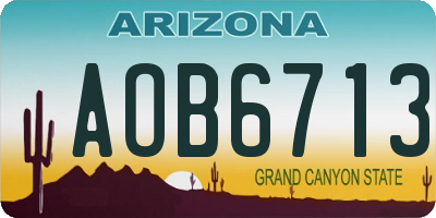 AZ license plate AOB6713
