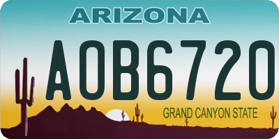 AZ license plate AOB6720