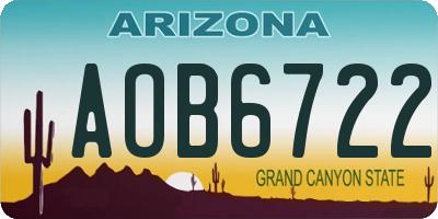 AZ license plate AOB6722