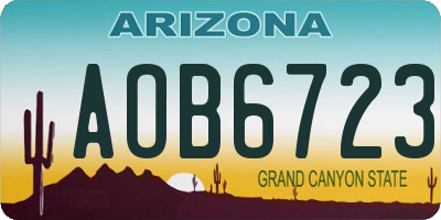 AZ license plate AOB6723