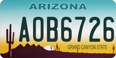 AZ license plate AOB6726