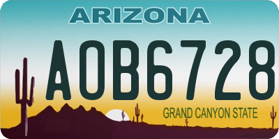 AZ license plate AOB6728