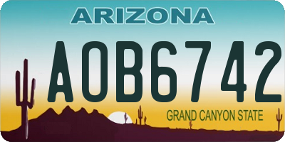 AZ license plate AOB6742