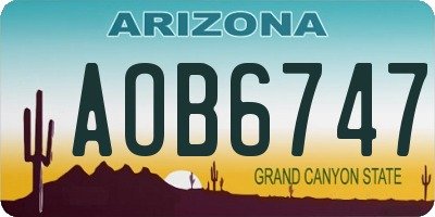 AZ license plate AOB6747