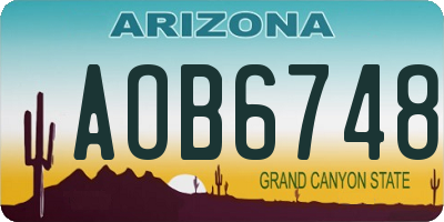 AZ license plate AOB6748