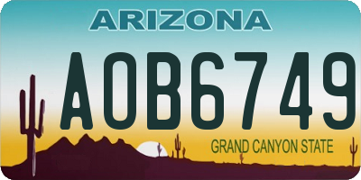 AZ license plate AOB6749