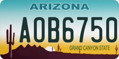 AZ license plate AOB6750