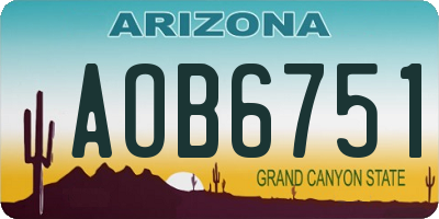 AZ license plate AOB6751