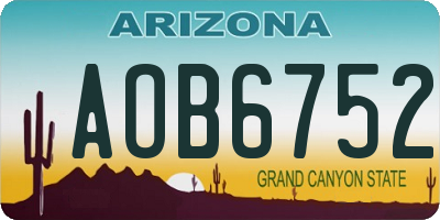 AZ license plate AOB6752