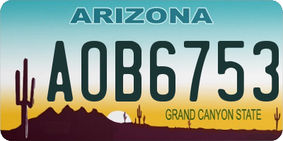 AZ license plate AOB6753