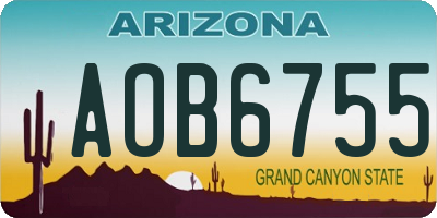 AZ license plate AOB6755