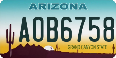 AZ license plate AOB6758