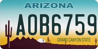 AZ license plate AOB6759