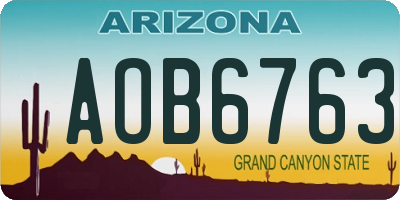 AZ license plate AOB6763