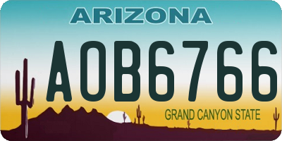 AZ license plate AOB6766