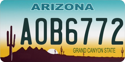 AZ license plate AOB6772