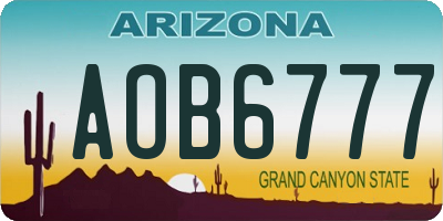 AZ license plate AOB6777