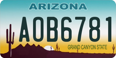 AZ license plate AOB6781