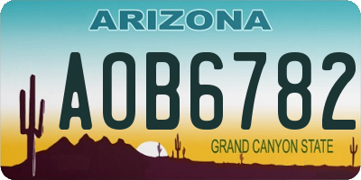 AZ license plate AOB6782