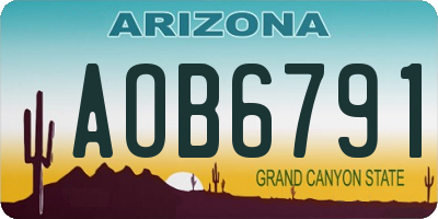 AZ license plate AOB6791