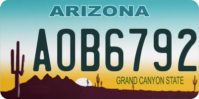 AZ license plate AOB6792
