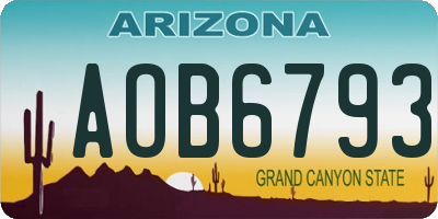 AZ license plate AOB6793