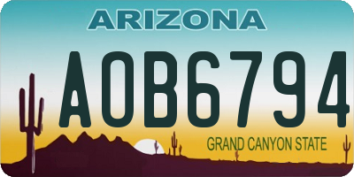 AZ license plate AOB6794