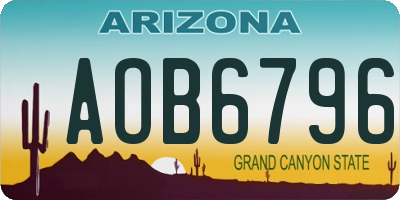 AZ license plate AOB6796