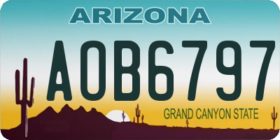 AZ license plate AOB6797