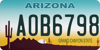 AZ license plate AOB6798