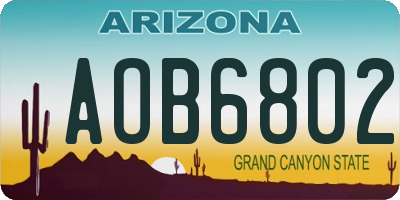 AZ license plate AOB6802