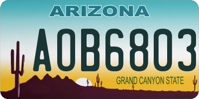 AZ license plate AOB6803